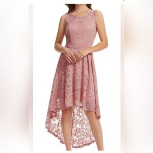 Lace High-Low Dress in Dusty Rose Cocktail Prom Wedding Small Sleeveless